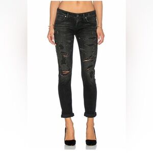 AGOLDE Chloe jeans distressed low rise black grunge 90’s Y2K skinny ankle Sz 28